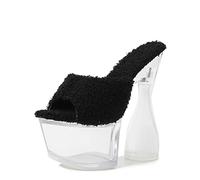 Zapatos De Tacón Alto 16CM/ 6.29IN Super High-Heeled Sexy Striptease Stage Performance Nightclub Pole Dancing Zapatos De Tacón Alto,Negro,41 EU