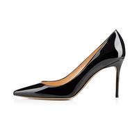 Zapatos de Tacón Alto con Punta Cerrada y Elegantes para Mujer, Moda con Tacón Fino y Punta Puntiaguda para Vestido Noche Cómodos Sin Cordones para Oficina Fiestas y Banquetes,Negro,42 EU