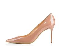 Zapatos de Tacón Alto con Punta Cerrada y Elegantes para Mujer, Moda con Tacón Fino y Punta Puntiaguda para Vestido Noche Cómodos Sin Cordones para Oficina Fiestas y Banquetes,Apricot,44 EU