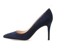 Zapatos de Tacón Alto con Punta Cerrada y Elegantes para Mujer, Moda con Tacón Fino y Punta Puntiaguda para Vestido Noche Cómodos Sin Cordones para Oficina Fiestas y Banquetes,Dark Blue,43 EU