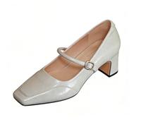 Zapatos de tacón Alto con Punta Cuadrada tacón Grueso y Punta Abierta Mary Janes. Ligeros cómodos y Que no cansan. Primavera-otoño.