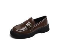 Zapatos de tacón Alto marrón de Las Mujeres Coinciden con la Moda Retro cómodo Ligero Aumento de la Altura Delgado Le Fu Zapatos de Estilo británico Elegante Zapatos de Citas Simples