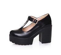 Zapatos de tacón alto para mujer Mary Jane zapatos mujer plataforma gótica - Chunky tacones altos con correa en T - Sandalias de tiras con hebilla Tacón bloque Zapatos de tacón alto Slip-On Zapatos