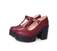 Zapatos de tacón alto para mujer Mary Jane zapatos mujer plataforma gótica - Chunky tacones altos con correa en T - Sandalias de tiras con hebilla Tacón bloque Zapatos de tacón alto Slip-On Zapatos