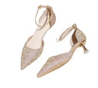 Zapatos de tacón Alto para Mujer, Zapatos de tacón bajo Mocasines de Punta Cerrada Zapatos de Boda con Correa al Tobillo y Punta Puntiaguda para la Novia y la Fiesta de graduación,Púrpura,40 EU