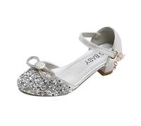 Zapatos de tacón alto para niña, zapatos de noche con lazo de diamantes de imitación, con hebilla ajustable, zapatos de carnaval, fiesta, zapatos de princesa, zapatos de disfraz de princesa, zapatos