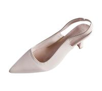 Zapatos de tacón alto puntiagudos finos de color liso para mujer, de oficina, de ajuste ancho, para noche, fiesta, graduación, tacón de plataforma para noche, White, 37 EU
