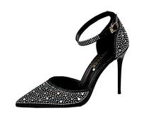 Zapatos de tacón alto sexy y elegantes para mujer, tacón de aguja, zapatos de boda, zapatos de noche, con correa al tobillo, zapatos de vestir de encaje, zapatos de fiesta, zapatos de fiesta con