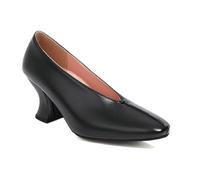 Zapatos de tacón bajo con Punta Cuadrada para Mujer,Zapatos de Fiesta cómodos con tacón de Gatito,Zapatos de Oficina Informales,Negro,34 EU