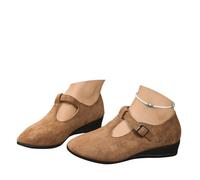 Zapatos de tacón bajo estilo vintage para mujer Chic & Comfy de color sólido, zapatos de tacón bajo Mary Jane elegantes zapatos de bailarina de tacón bajo, marrón, 40 EU