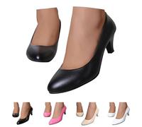 Zapatos de Tacón Clásicos para Mujer Salón Pequeño Tacón de PU Cómodo Mujeres Zapatos de Tacón Alto Zapatos Clásicos para Señora Boda Oficina, A1 Gris Oscuro, 38 EU