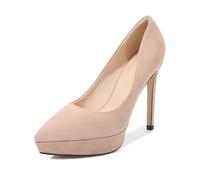 Zapatos de tacón de Aguja para Mujer, clásicos, Elegantes, versátiles, con Plataforma, para Vestido de Fiesta de Boda,Nude,37 EU