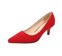 Zapatos de tacón de aguja para mujer - Zapatos de puntera puntiaguda para mujer Heels D Business Cómodo Sandalia con punta cerrada Zapato Casual Chic Gran Tamaño Slip Ins Sandalias De Noche, rojo, 40