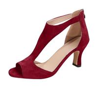 Zapatos de tacón elegantes para mujer, zapatos de baile latinos, zapatos de noche, sandalias de fiesta, tacón de embudo, zapatos de verano, sandalias de verano para fiestas, noches, rojo, 39 EU
