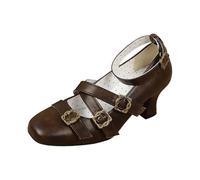 Zapatos de tacón Grueso con Punta Redonda, Correa y Hebilla, cómodos para Bodas y Fiestas, Mujer, Suela Antideslizante, diseño clásico, Damas de Honor.