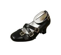 Zapatos de tacón Grueso con Punta Redonda, Correa y Hebilla, cómodos para Bodas y Fiestas, Mujer, Suela Antideslizante, diseño clásico, Damas de Honor.