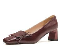 Zapatos de tacón Grueso de Ante Vintage con Punta Cuadrada para Mujer cómodos Elegantes y Antideslizantes Ideales para IR al Trabajo o a una Boda