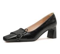 Zapatos de tacón Grueso de Ante Vintage con Punta Cuadrada para Mujer cómodos Elegantes y Antideslizantes Ideales para IR al Trabajo o a una Boda