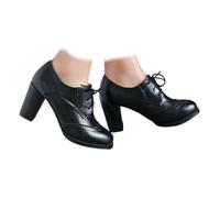 Zapatos de tacón grueso medio para mujer, estilo bávaro, retro, brogue, esenciales, tradicionales, para el Oktoberfest, uso diario, Black, 40 EU