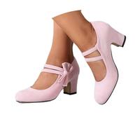 Zapatos De Tacón Grueso para Mujer Calzado Elegante De Moda Punta Redonda Zapatos Cómodos Vestir Otoño Invierno Estilo Moderno Talla Grande Suela Antideslizante Casual Diario Boda (36)