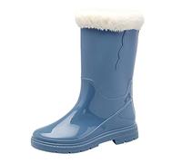 Zapatos de tacón hasta la rodilla para mujer, zapatos cómodos para mujer, botas de nieve a media, calcetines antideslizantes de lana, botas de lluvia extraíbles en el interior, Botas (Blue, 37)