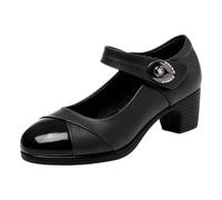 Zapatos de tacón Mary Jane Zapatos de tacón bajo para vestido de mujer, Negro , 38 EU