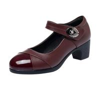 Zapatos de tacón Mary Jane Zapatos de tacón bajo para vestido de mujer, rojo, 38 EU