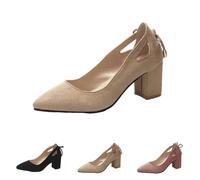 Zapatos de tacón medio con punta cerrada y tacón de bloque bajo, correa al tobillo, zapatos de boda, zapatos elegantes, zapatos de noche, zapatos de tacón grueso, zapatos casuales, caqui, 41 EU