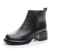 Zapatos de tacón Medio Grueso con Puntera Redonda para Mujer. Calzado Informal cómodo Que estiliza la Figura y es Ligero con Cremallera Lateral.