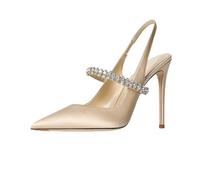 Zapatos de tacón mujer Sandalias Puntera en punta Con pedrería pitillos Sexy Puntera cerrada Peep toe Con cordones Tacones altos Cuero auténtico Para bodas, discotecas, fiestas, bailes de graduación(A