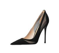 Zapatos de tacón Mujer Sandalias Puntera en Punta Empalme Malla Tacones Altos Transpirables Punta Cerrada Zapatos Pitillos Verano para Fiestas, Bodas, cenas y Eventos Formales(Black 6cm,43 EU)