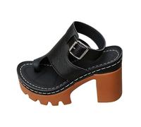 Zapatos de tacón para mujer confort sandalias de verano cómodas casuales para mujer con punta abierta de tacón grueso y hebilla mulas cuñas sandalias para caminar elegantes, Negro , 41 EU