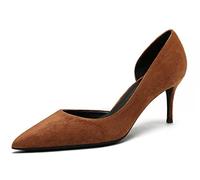 Zapatos de tacón para Mujer Piel de Ante Puntera Puntiaguda Slip On Tacones cómodos y Lindos Retro para Mujer Ideal para la Fiesta de Bodas de la Oficina Marrón 39.5 EU
