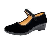 Zapatos de tacón Plano for Mujer, Negros, sin Cordones, versátiles y Elegantes, Mary Janes(Black 4,38EU)
