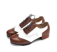 Zapatos de Tap Unisex adulto Zapatos de Tap Niñas Zapatos De Baile De Claqué De Jazz Zapatos clásicos de moda con cordones Material De Cuero zapatos de baile transpirables para Mujer Hombre