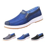 Zapatos de tela de verano para hombre, zapatillas de deporte, transpirables, zapatos ortopédicos, cómodos, ligeros, clásicos, para personas mayores, Azul4, 44 EU