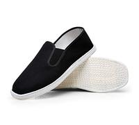 Zapatos de Tela Old Beijing Unisex, Zapatos de Lona Negros con Suela de algodón Transpirable sin Cordones de Estilo Chino Tradicional Hechos a Mano, Artes Marciales Kung Fu Tai Chi Zapatos(44 EU)