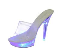 Zapatos de tenis para mujer con cuadrado transparente sexy zapatos de tacón alto con luces para mujer zapatos de mujer zapatillas de mujer, azul, 41 EU Estrecho