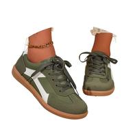 Zapatos de tenis para mujer monopatín clásicos cordones suela goma plana piel moda retro antideslizante running verano boda caminata casual transpirable ocio skate, Verde, 36 EU