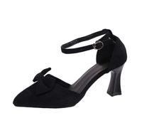 Zapatos de tirolesa para mujer, con punta puntiaguda, correa en el tobillo, tacón alto, tacón de aguja, zapatos de boda, zapatos de novia, zapatos de traje regional desnudo, Negro , 39 EU
