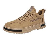 Zapatos de Trabajo Antideslizantes para Hombres, Zapatillas de Deporte a la Moda para Caminar, Zapatos de Chef de Cocina, Zapatos de Tenis atléticos Informales de Cuero Abrigo Bello (Khaki, 40)