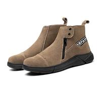 Zapatos de Trabajo Hombres Soldadura Soldador Botas de Seguridad Steería Toe Cap al Aire Libre Casual Trabajo Zapatos De Moda Lateral Cremallera Sin Deslizamiento Zapatillas Industriales Calzado