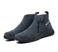 Zapatos de Trabajo Hombres Soldadura Soldador Botas de Seguridad Steería Toe Cap al Aire Libre Casual Trabajo Zapatos De Moda Lateral Cremallera Sin Deslizamiento Zapatillas Industriales Calzado