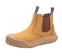 Zapatos de trabajo para hombre con tapas de acero, zapatos de seguridad de piel, sin cordones, zapatos de punta de acero, impermeables, para exteriores, antipolvo, antimanchas y antipuntos, botas de