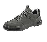 Zapatos de trabajo para hombre, de piel, planos, informales, antideslizantes, cómodos, de un solo color, modernos, informales, informales, deportivos, gris, 42 EU