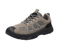 Zapatos de trabajo para hombre, para primavera, verano y otoño, gruesos, huecos, transpirables, para senderismo, montañismo, zapatos deportivos casuales, con estante para hombre, Khaki, 5.5 UK
