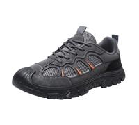 Zapatos de trabajo para hombre, para primavera, verano y otoño, gruesos, huecos, transpirables, para senderismo, montañismo, zapatos deportivos casuales, con estante para hombre, gris, 8 UK 3X-Narrow