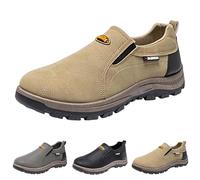 Zapatos de trabajo para hombre sin cordones, zapatos de senderismo para hombre, zapatillas de ante antideslizantes, suela plana, zapatos de ocio, ligeros, de un solo color, para caminar, informales