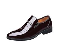 Zapatos de traje de negocios para hombre, elegantes, mocasín, formal, zapatos de boda, cócteles, fiestas, festivales, zapatos de noche con brogue, tacón plano, zapatos de novia, marrón, 44 EU