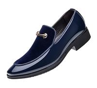 Zapatos de traje para hombre sin cordones, mocasín, zapatos de negocios, clásicos, elegantes, de boda, sencillos, informales, cómodos, para el tiempo libre, azul, 43 EU